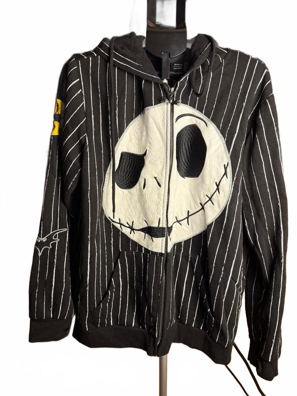 Disney Nightmare Before Christmas Jack Skellington Zip Up Hoodie Hoody sz L